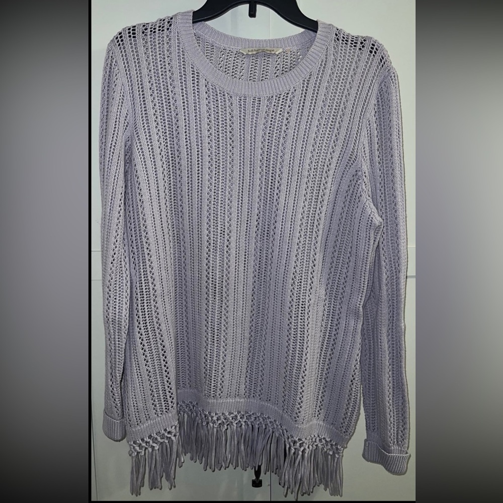 Soft Surroundings Sweater Womens Lilac Purple Fringe | Size Large